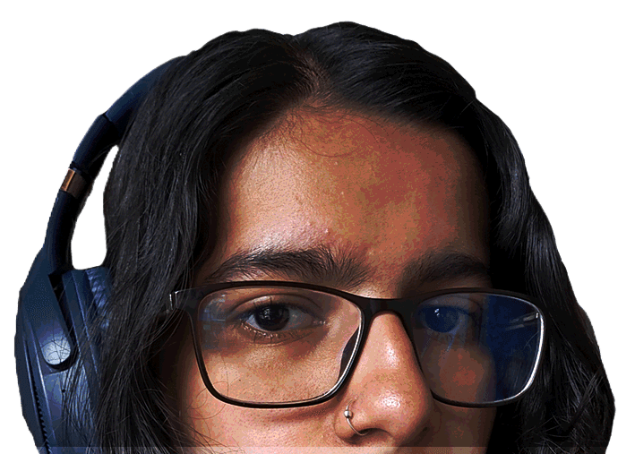 amruta wearing headphones